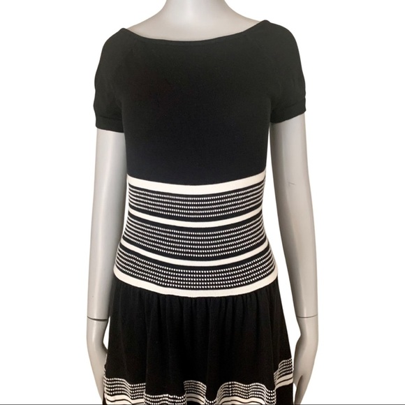 KATE SPADE Rio de Janeiro Fit & Flare Knit Midi Dress Striped 100% Cotton Size S - Picture 4 of 16